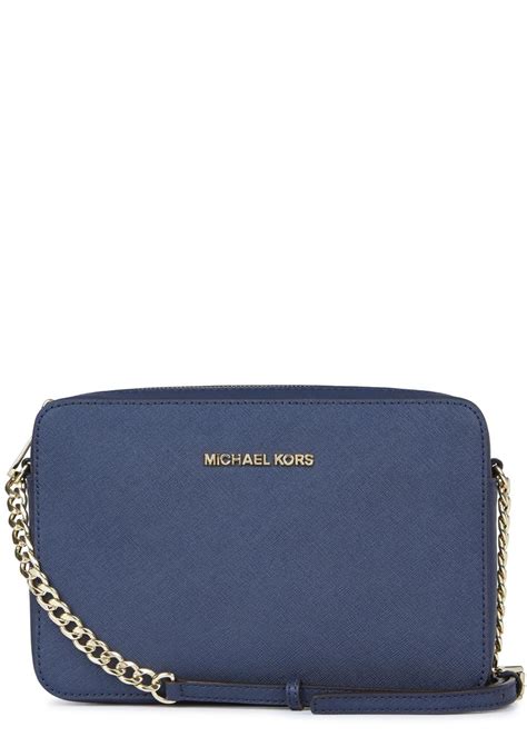 michael kors genuine leather navy blue purse|Michael Kors blue crossbody purse.